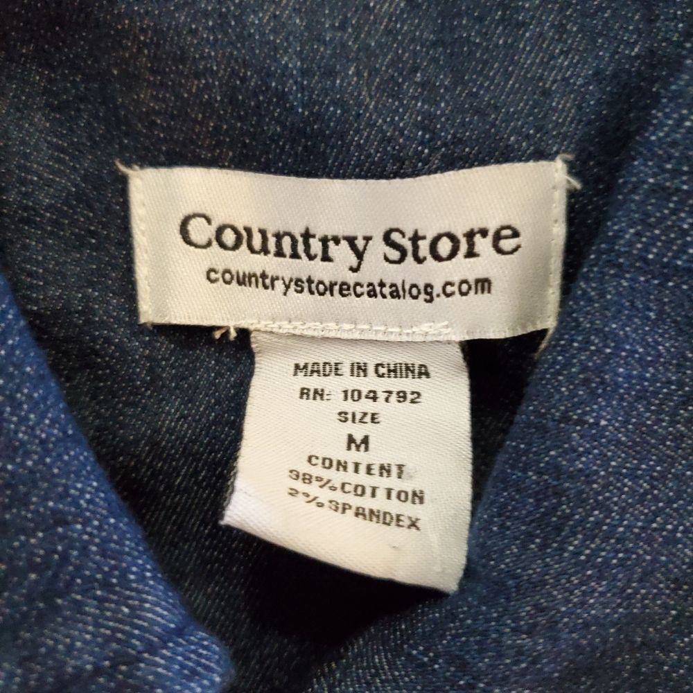 Country Store Denim Embroidered Gold Rhinestone Zip Front Jacket - Picture 7 of 8